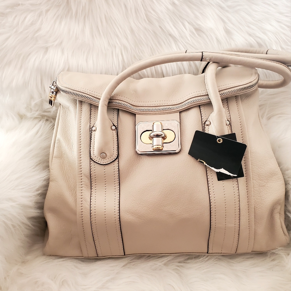 Cream/Stone Color Satchel by B Makowsky